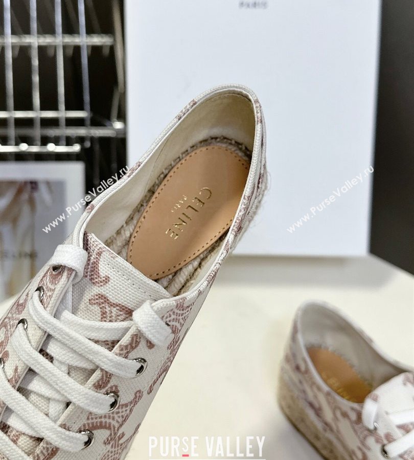Celine Lace-up Platform Les Espadrilles in Triomphe Canvas White 2025 (HQG-250709090)