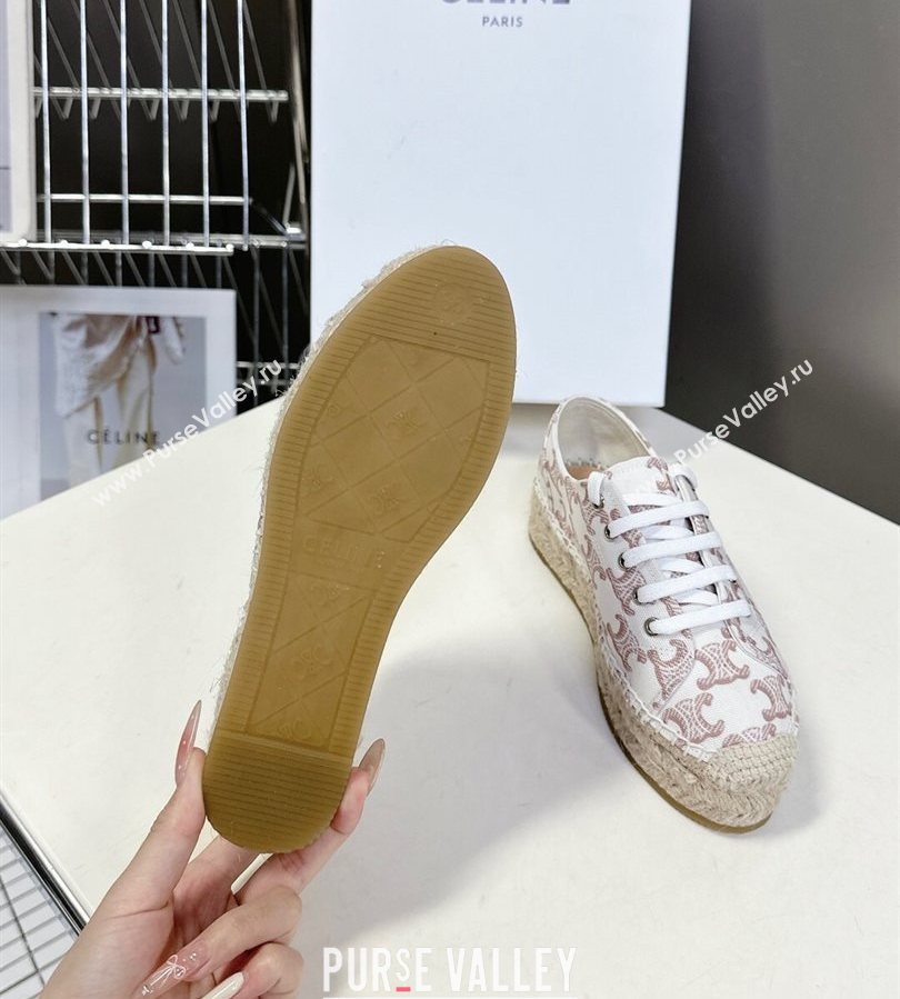 Celine Lace-up Platform Les Espadrilles in Triomphe Canvas White 2025 (HQG-250709090)