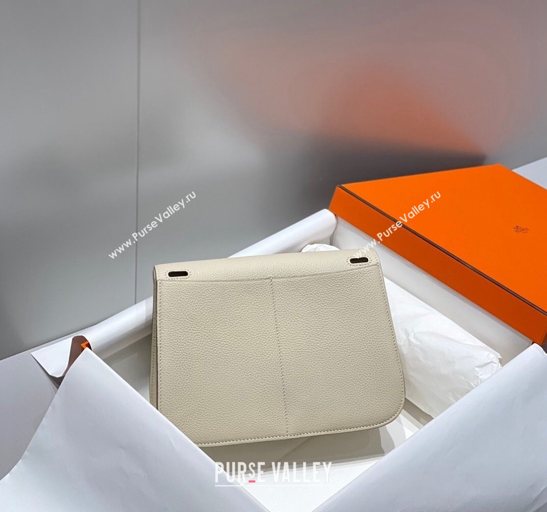 Hermes Halzan 25cm Bag in Togo Calfskin Cream White/Silver 2024 H092501 (FLB-240925005)