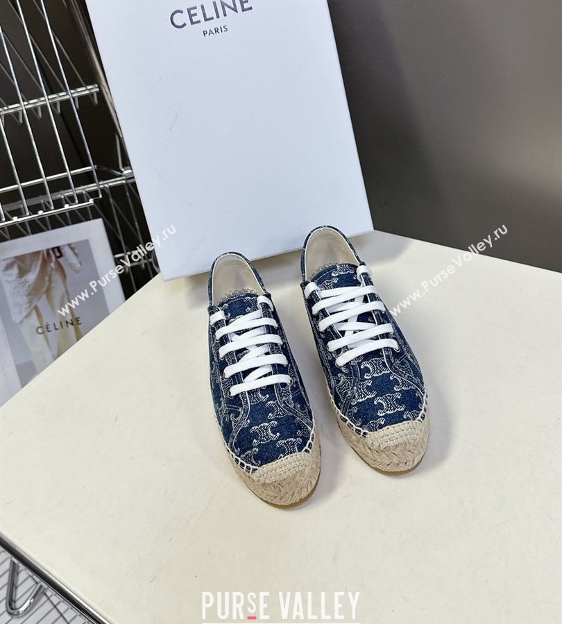 Celine Lace-up Platform Les Espadrilles in Blue Denim 2025 (HQG-250709091)