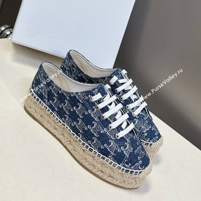 Celine Lace-up Platform Les Espadrilles in Blue Denim 2025 (HQG-250709091)