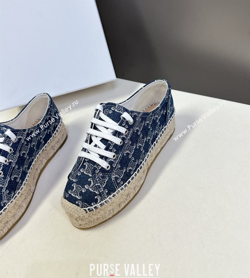 Celine Lace-up Platform Les Espadrilles in Blue Denim 2025 (HQG-250709091)