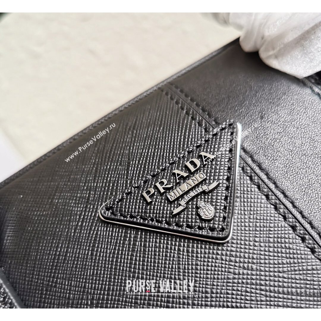 Prada Mens Saffiano and Crocodile Calfskin Business Briefcase Bag 2VE368 Black 2021 (YZ-21090928)