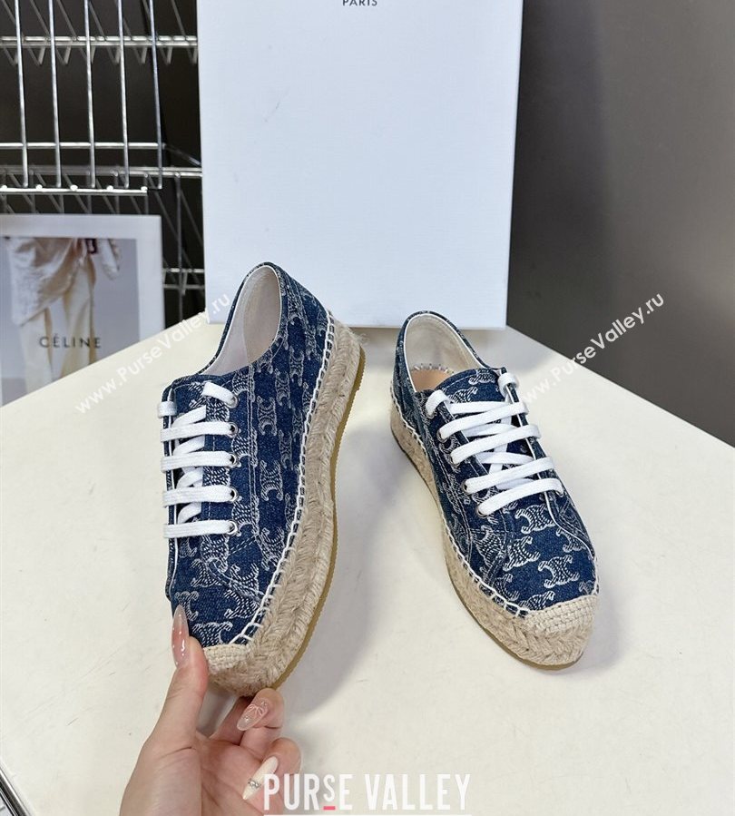Celine Lace-up Platform Les Espadrilles in Blue Denim 2025 (HQG-250709091)