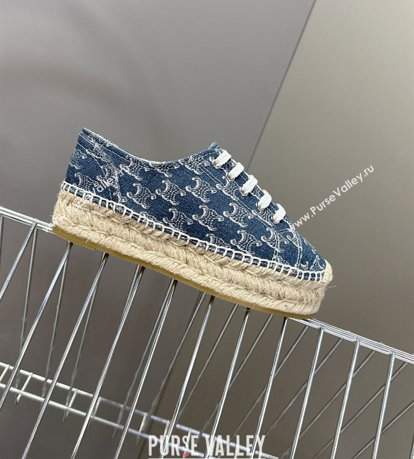 Celine Lace-up Platform Les Espadrilles in Blue Denim 2025 (HQG-250709091)