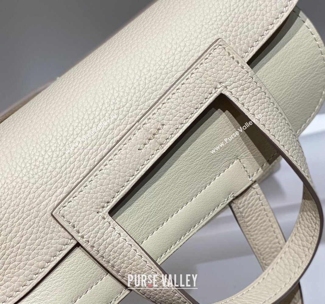 Hermes Halzan 25cm Bag in Togo Calfskin Cream White/Silver 2024 H092501 (FLB-240925005)