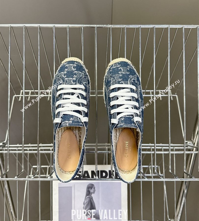 Celine Lace-up Platform Les Espadrilles in Blue Denim 2025 (HQG-250709091)