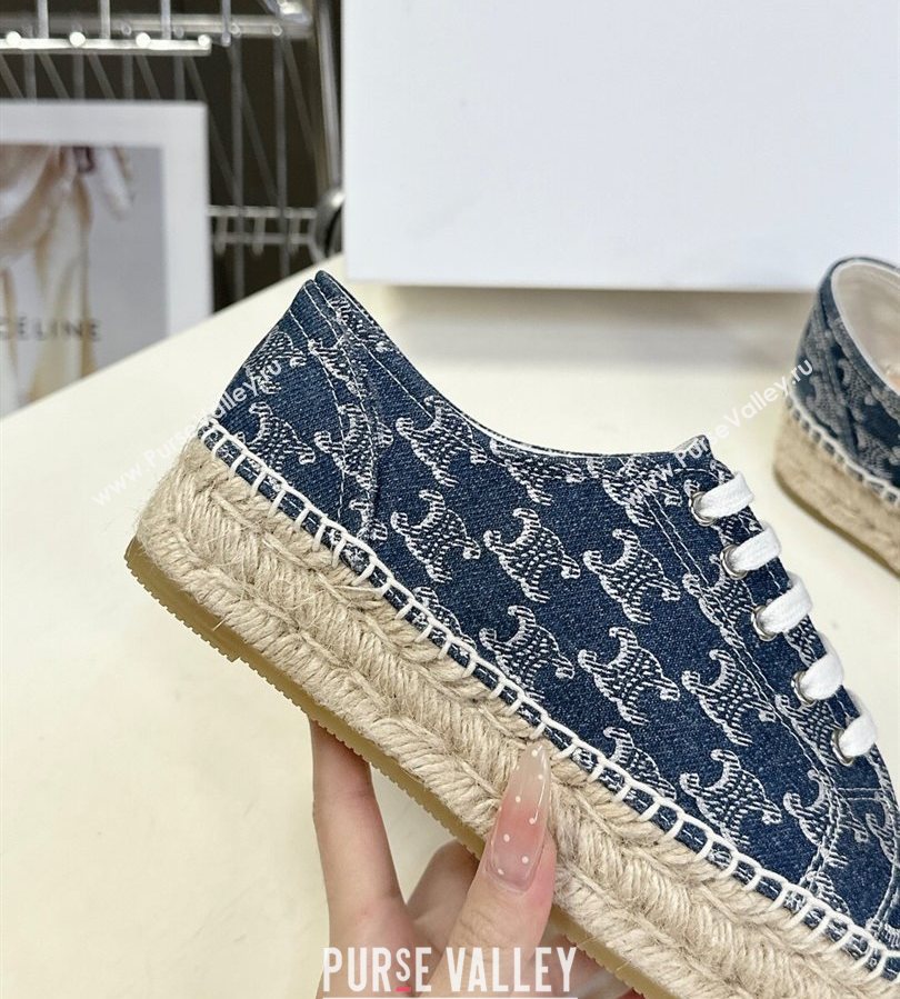 Celine Lace-up Platform Les Espadrilles in Blue Denim 2025 (HQG-250709091)