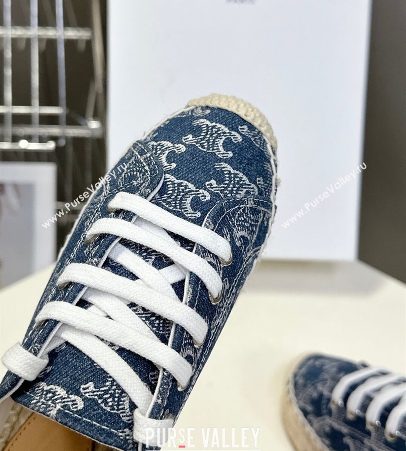 Celine Lace-up Platform Les Espadrilles in Blue Denim 2025 (HQG-250709091)