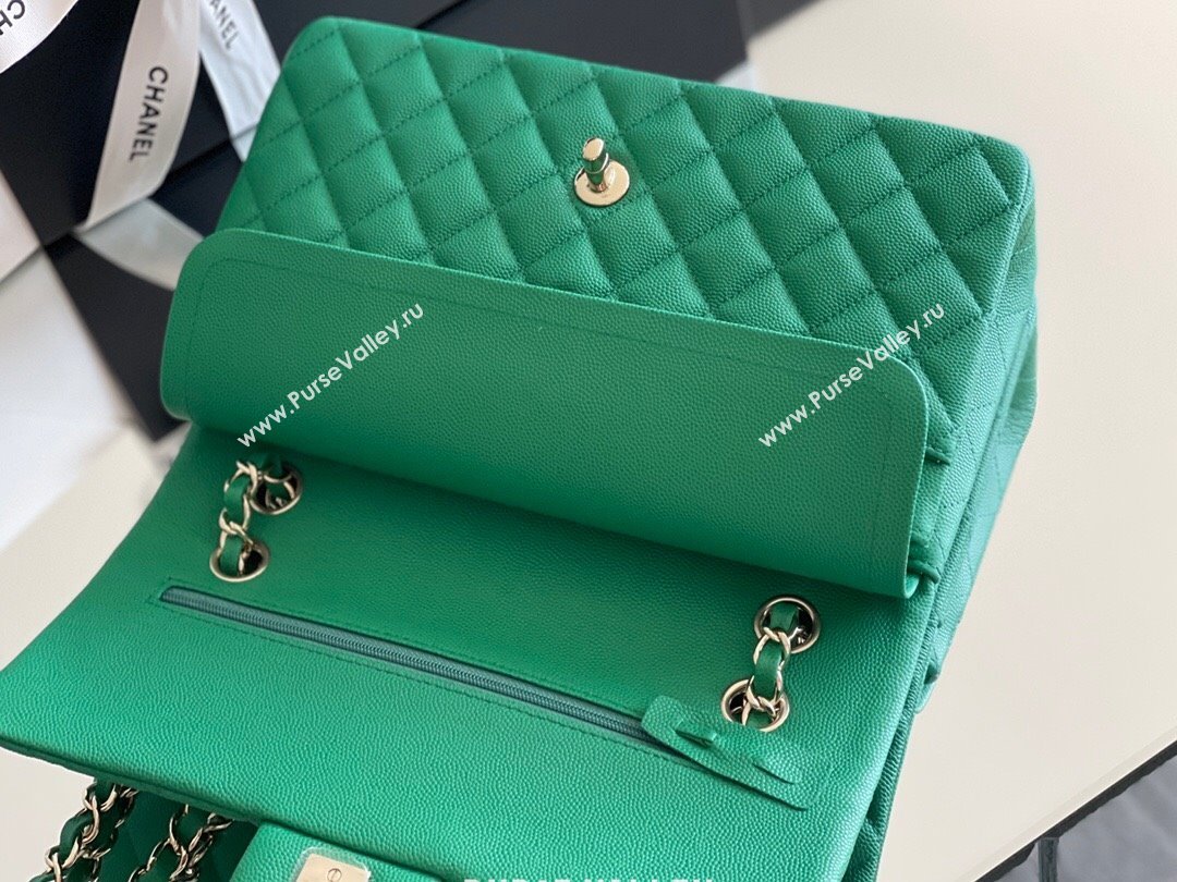 Chanel Grained Calfskin Medium Classic Flap Bag A01112 Green/Light Gold 2024 Original Quality (MHE-24061803)