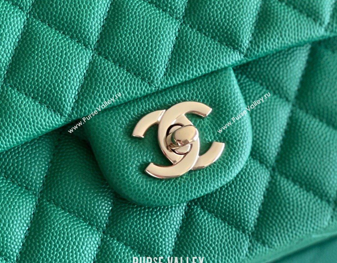 Chanel Grained Calfskin Medium Classic Flap Bag A01112 Green/Light Gold 2024 Original Quality (MHE-24061803)