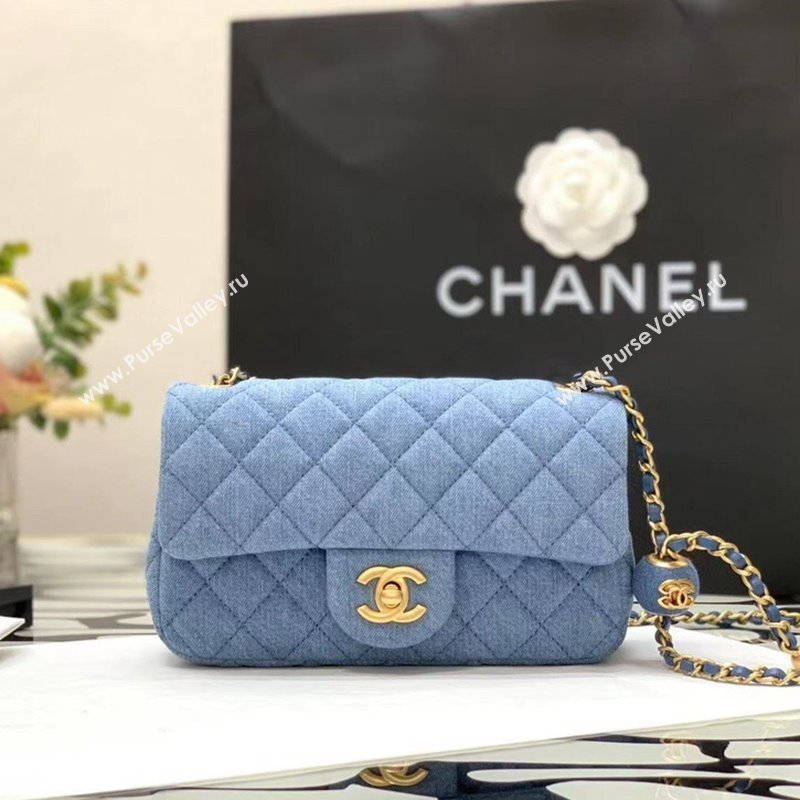 Chanel Denim Mini Flap Bag with Ball AS1787 Light Blue 2022 33 (JY-22010433)