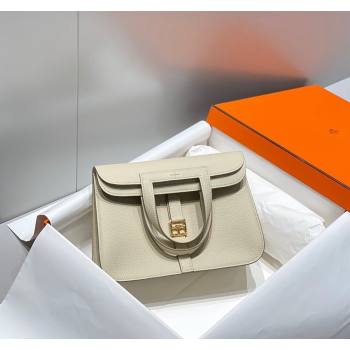 Hermes Halzan 25cm Bag in Togo Calfskin Cream White/Gold 2024 H092501 (FLB-240925006)