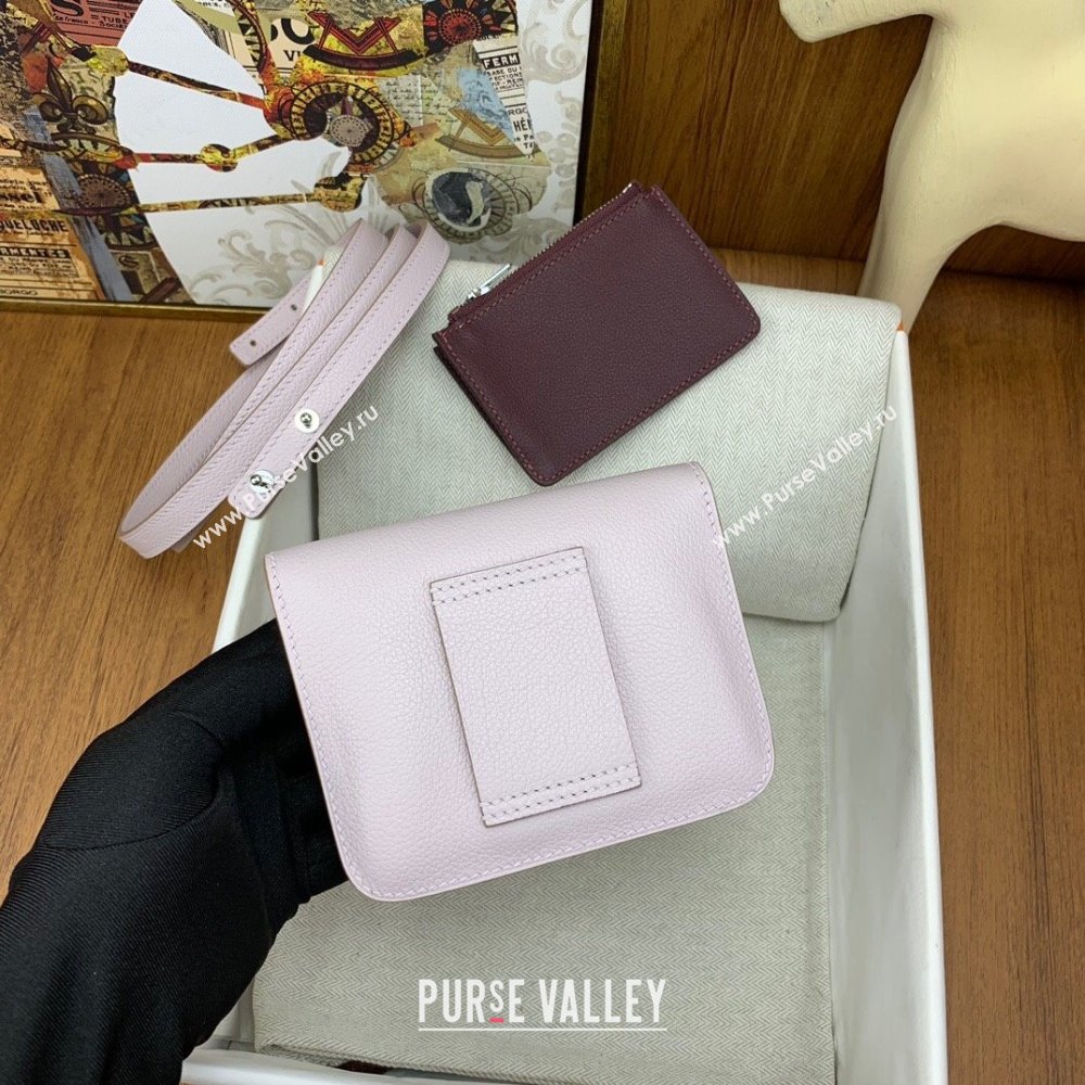 Hermes Constance Slim Wallet with Leather Strap in Evercolor Leather Dream Purple/Silver 2024(Handmade) (XYA-24080112)