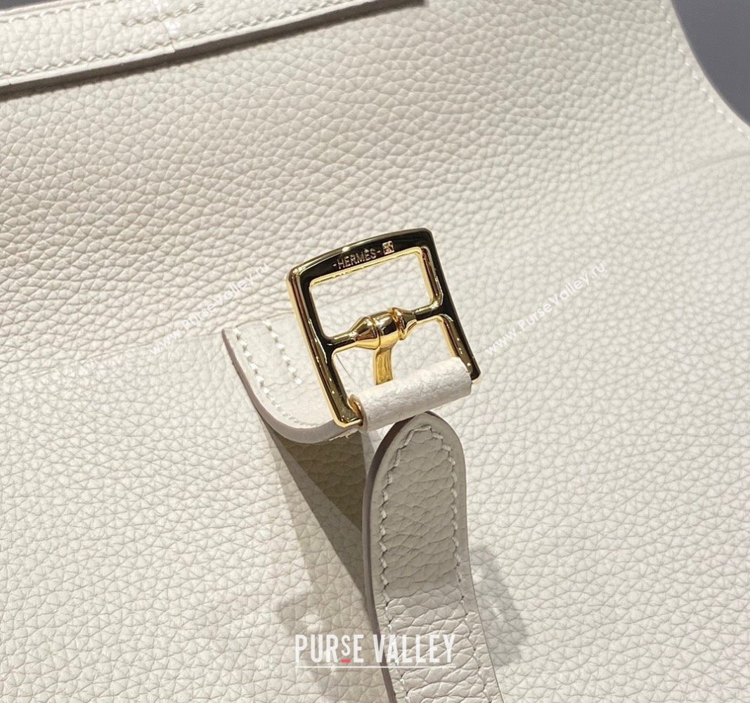 Hermes Halzan 25cm Bag in Togo Calfskin Cream White/Gold 2024 H092501 (FLB-240925006)