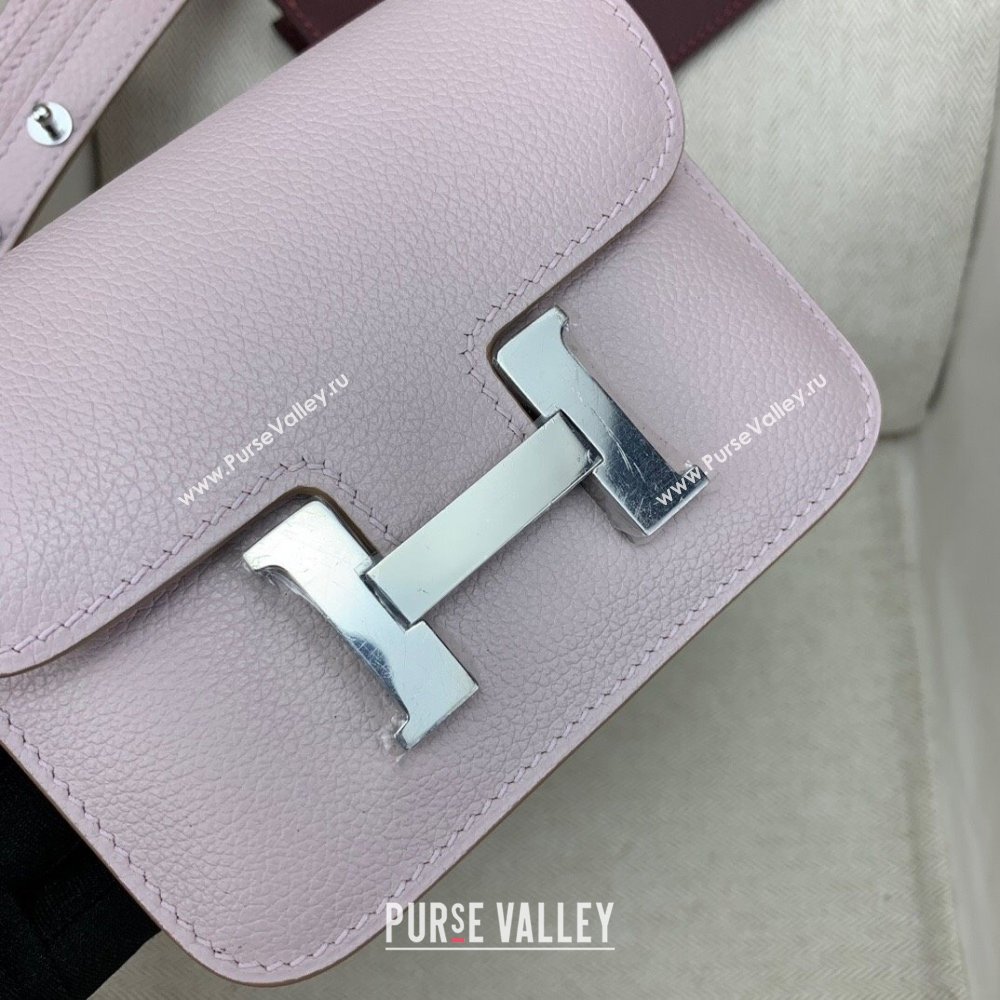 Hermes Constance Slim Wallet with Leather Strap in Evercolor Leather Dream Purple/Silver 2024(Handmade) (XYA-24080112)