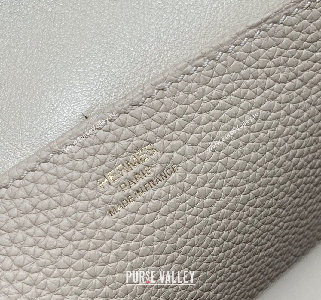 Hermes Halzan 25cm Bag in Togo Calfskin Cream White/Gold 2024 H092501 (FLB-240925006)