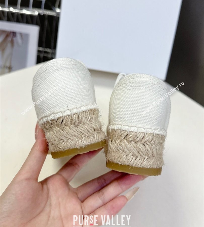 Celine Lace-up Platform Les Espadrilles in Cotton Canvas White 2025 (HQG-250709092)