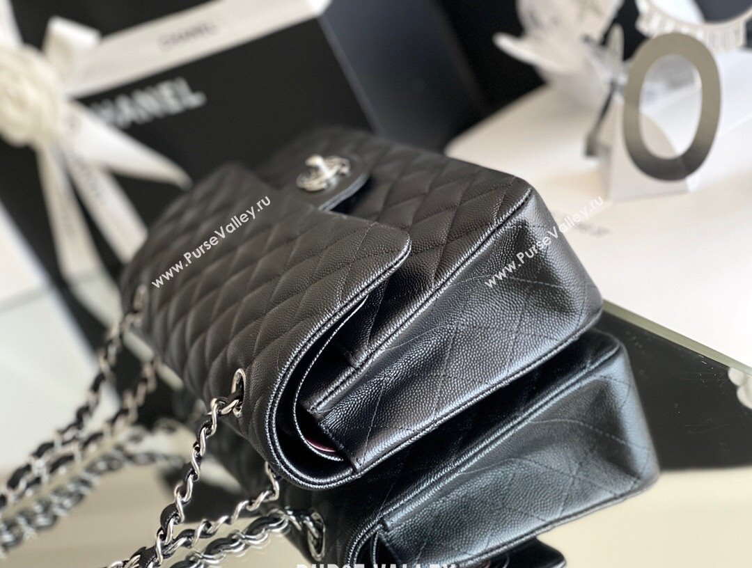 Chanel Grained Calfskin Medium Classic Flap Bag A01112 Black/silver 2024 Original Quality (MHE-24061805)