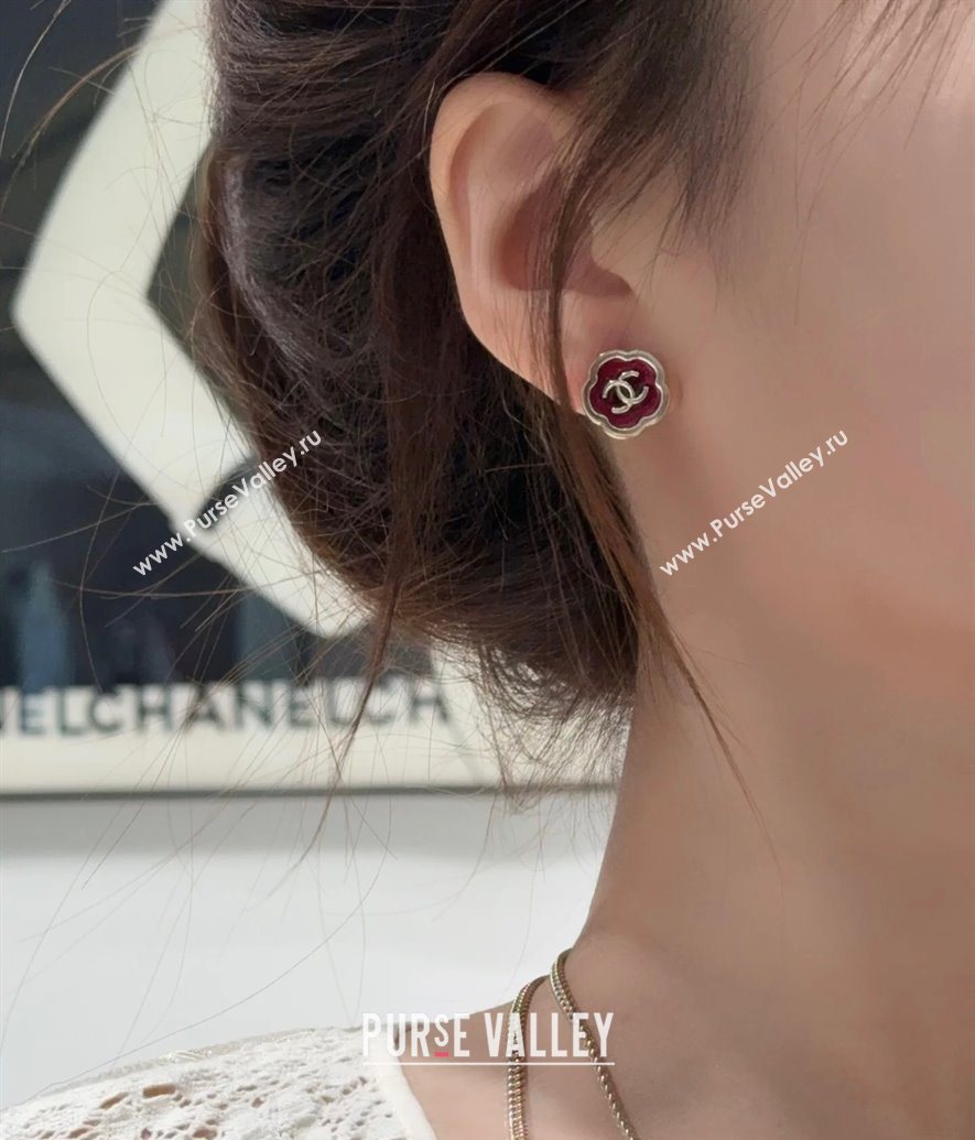 Chanel Red Bloom Studs Earrings 2025 0725 (YF-250725121)