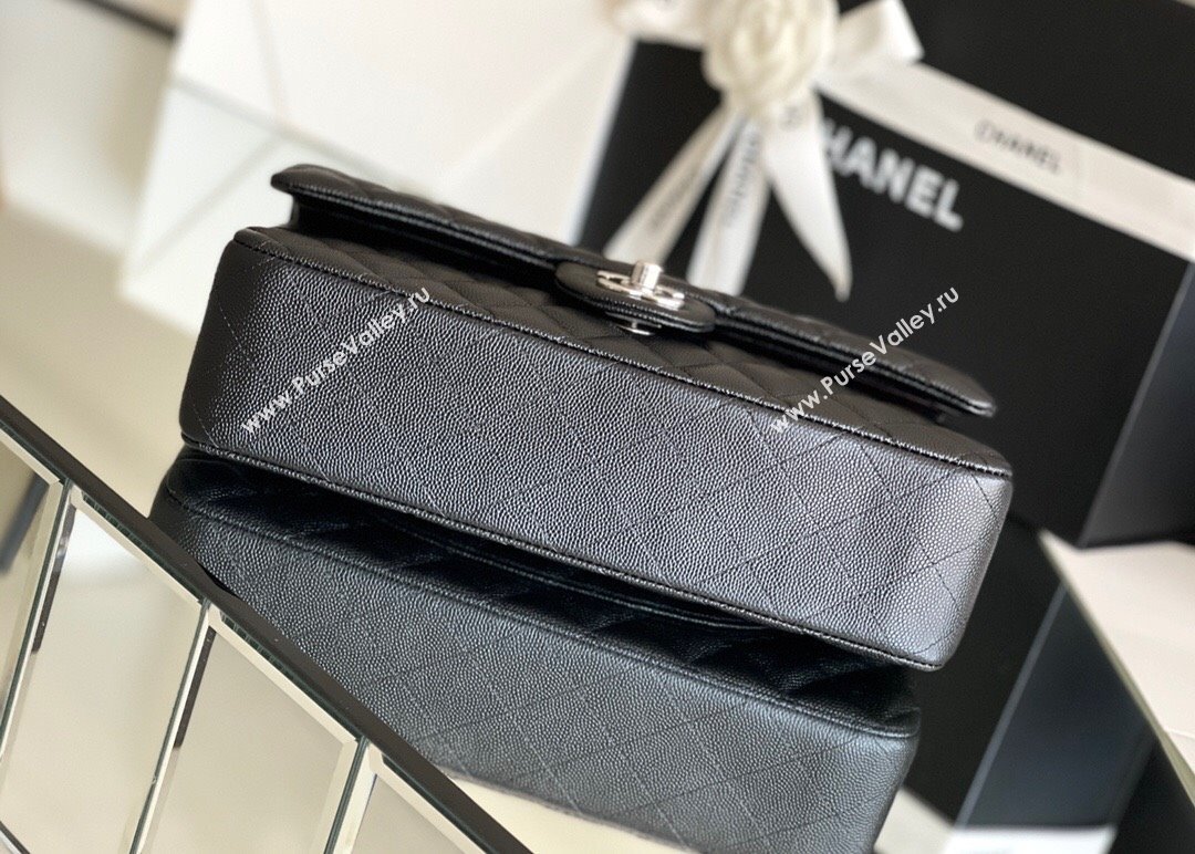 Chanel Grained Calfskin Medium Classic Flap Bag A01112 Black/silver 2024 Original Quality (MHE-24061805)