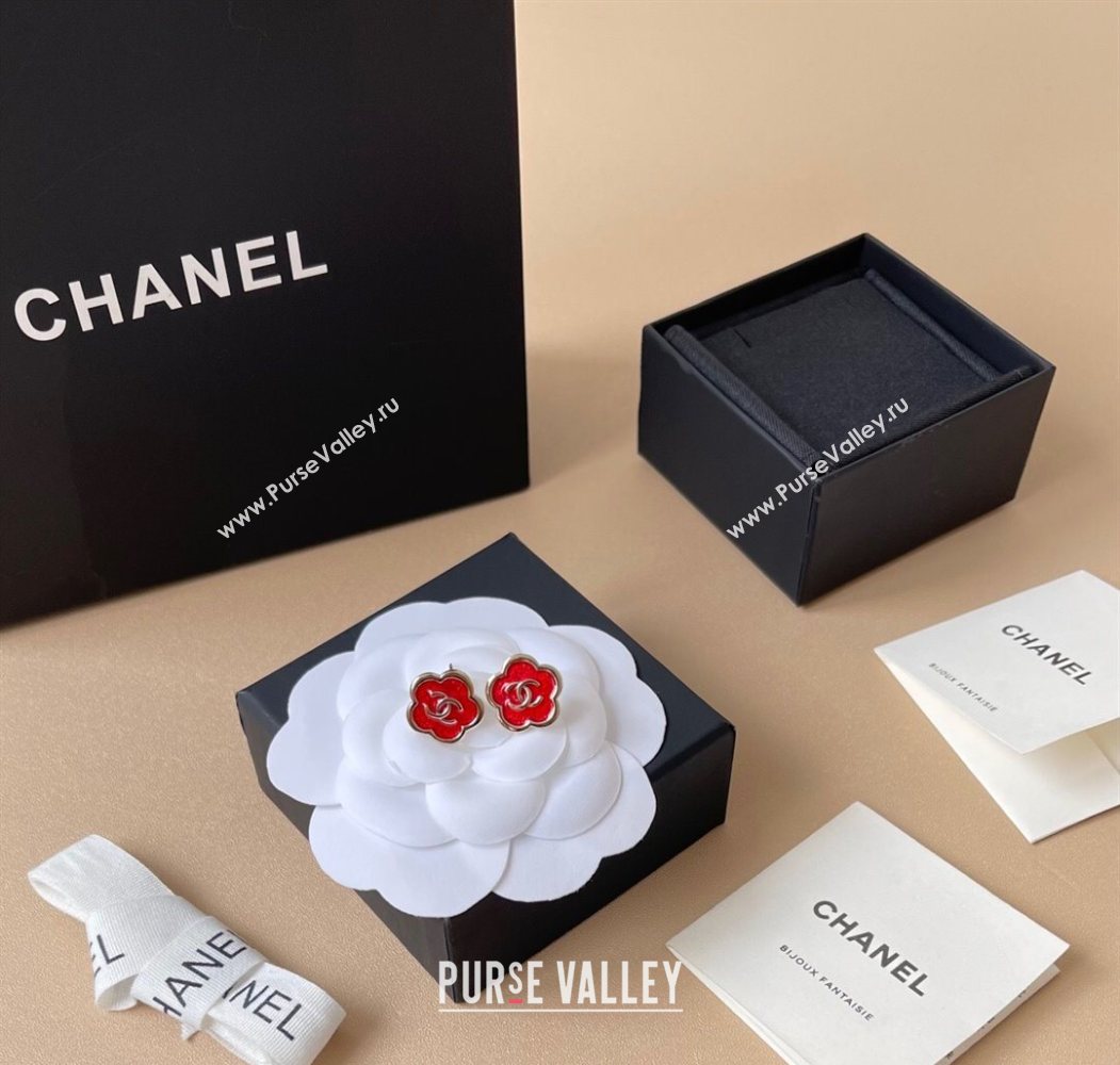 Chanel Red Bloom Studs Earrings 2025 0725 (YF-250725121)