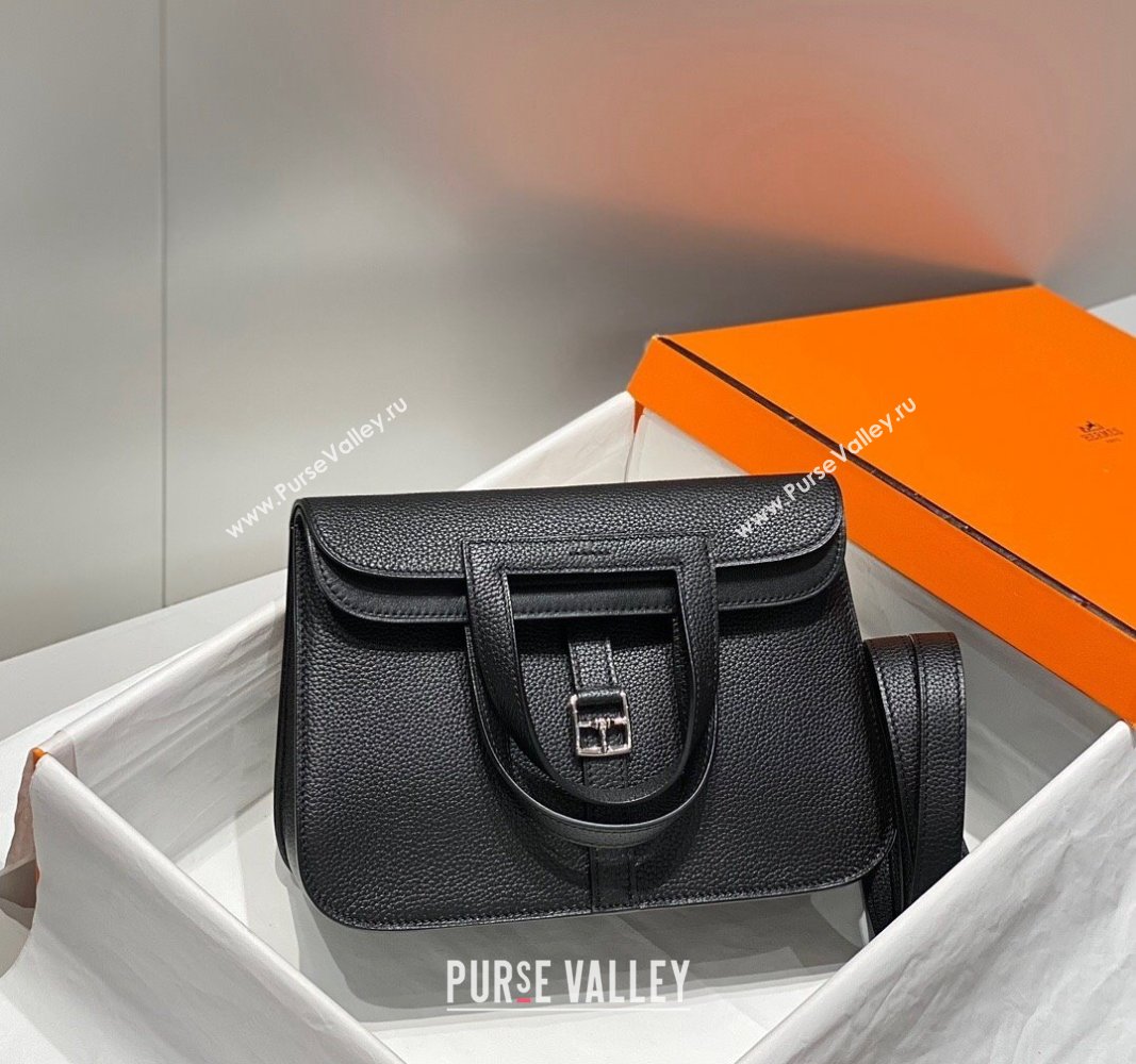 Hermes Halzan 25cm Bag in Togo Calfskin Black/Silver 2024 H092501 (FLB-240925007)