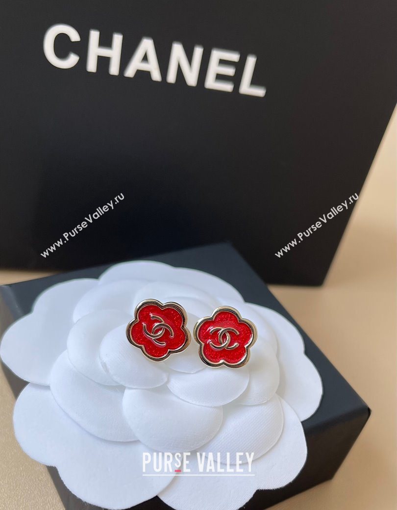 Chanel Red Bloom Studs Earrings 2025 0725 (YF-250725121)