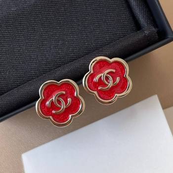 Chanel Red Bloom Studs Earrings 2025 0725 (YF-250725121)