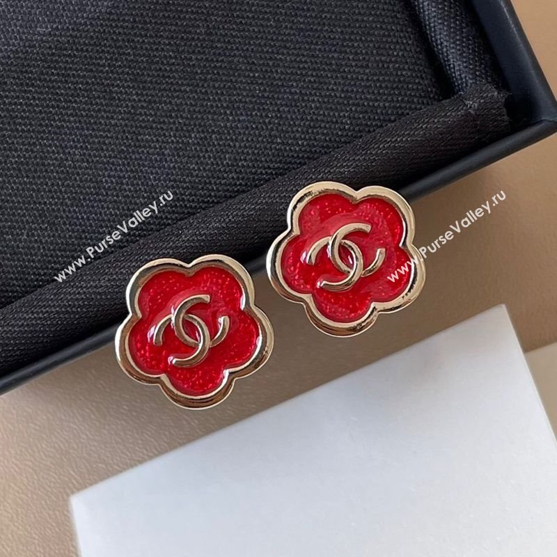 Chanel Red Bloom Studs Earrings 2025 0725 (YF-250725121)