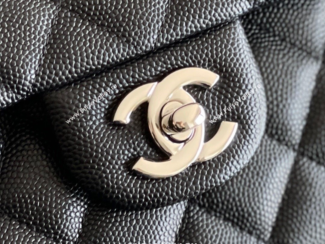 Chanel Grained Calfskin Medium Classic Flap Bag A01112 Black/silver 2024 Original Quality (MHE-24061805)