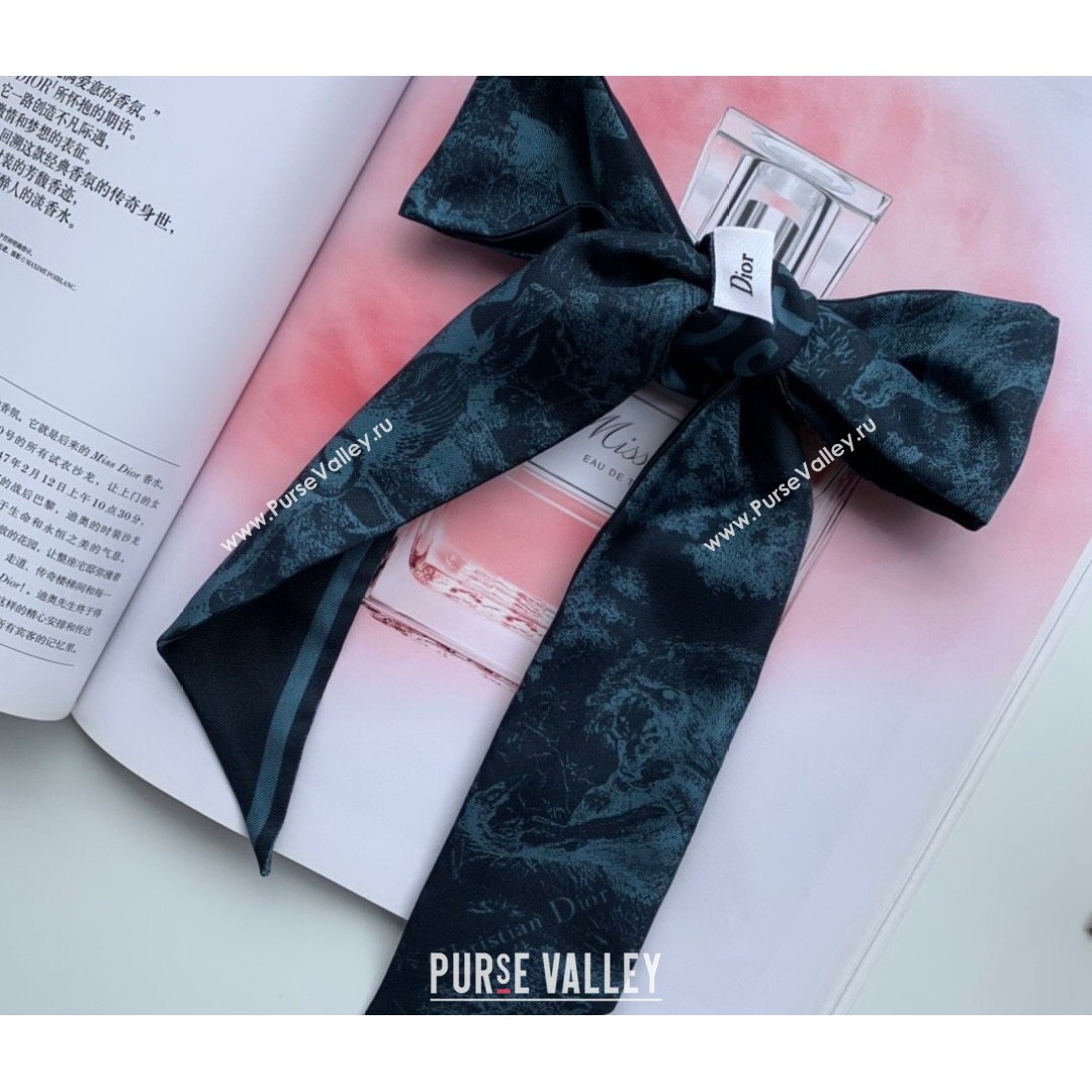 Dior Bandeau Scarf in Toile de Jouy Reverse Twilly Silk 6x106cm Blue 2021 (WNS-21081705)
