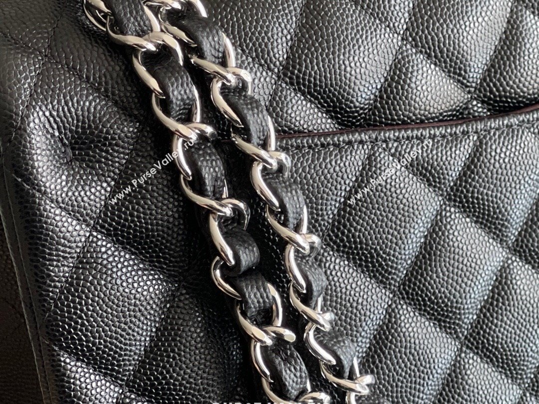 Chanel Grained Calfskin Medium Classic Flap Bag A01112 Black/silver 2024 Original Quality (MHE-24061805)