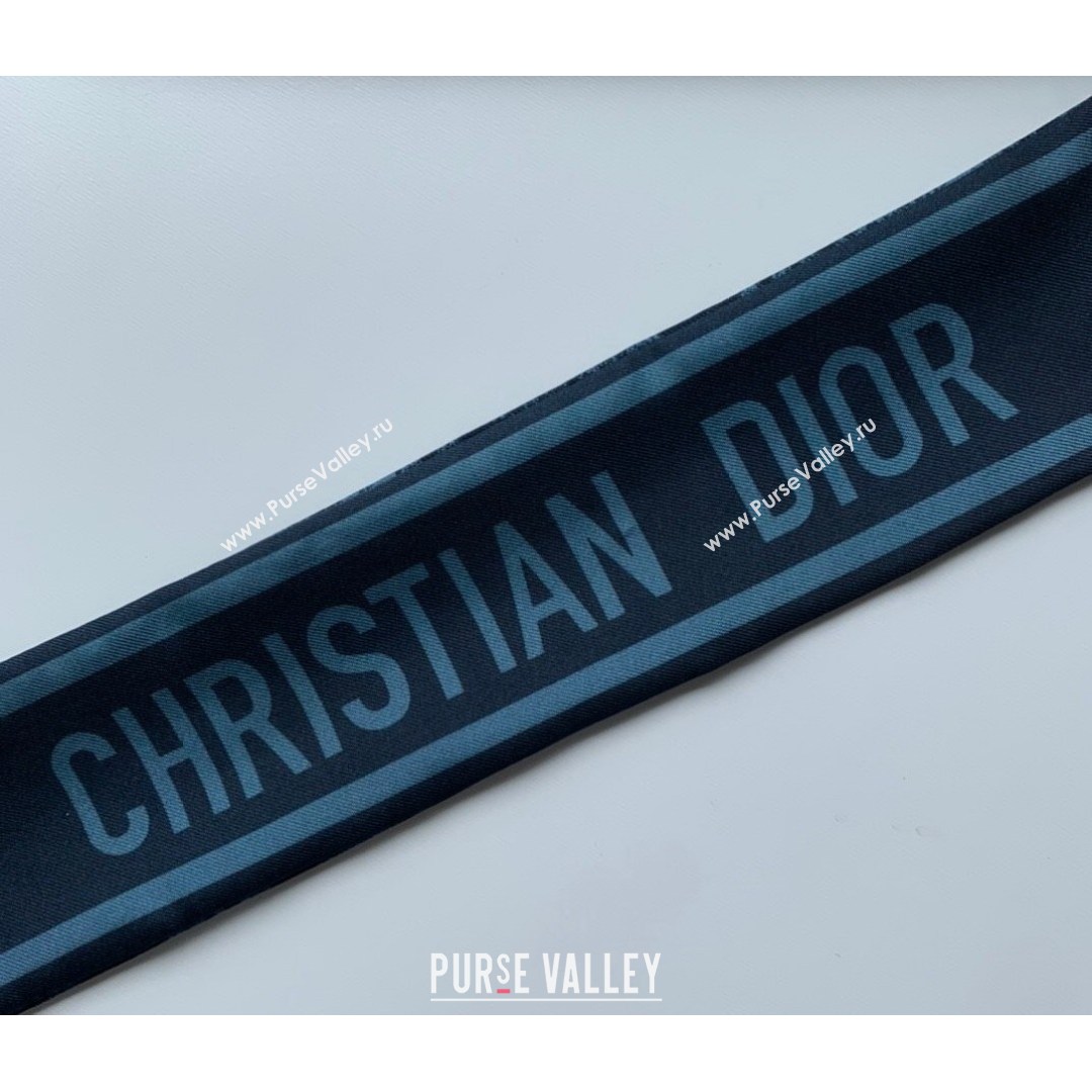 Dior Bandeau Scarf in Toile de Jouy Reverse Twilly Silk 6x106cm Blue 2021 (WNS-21081705)