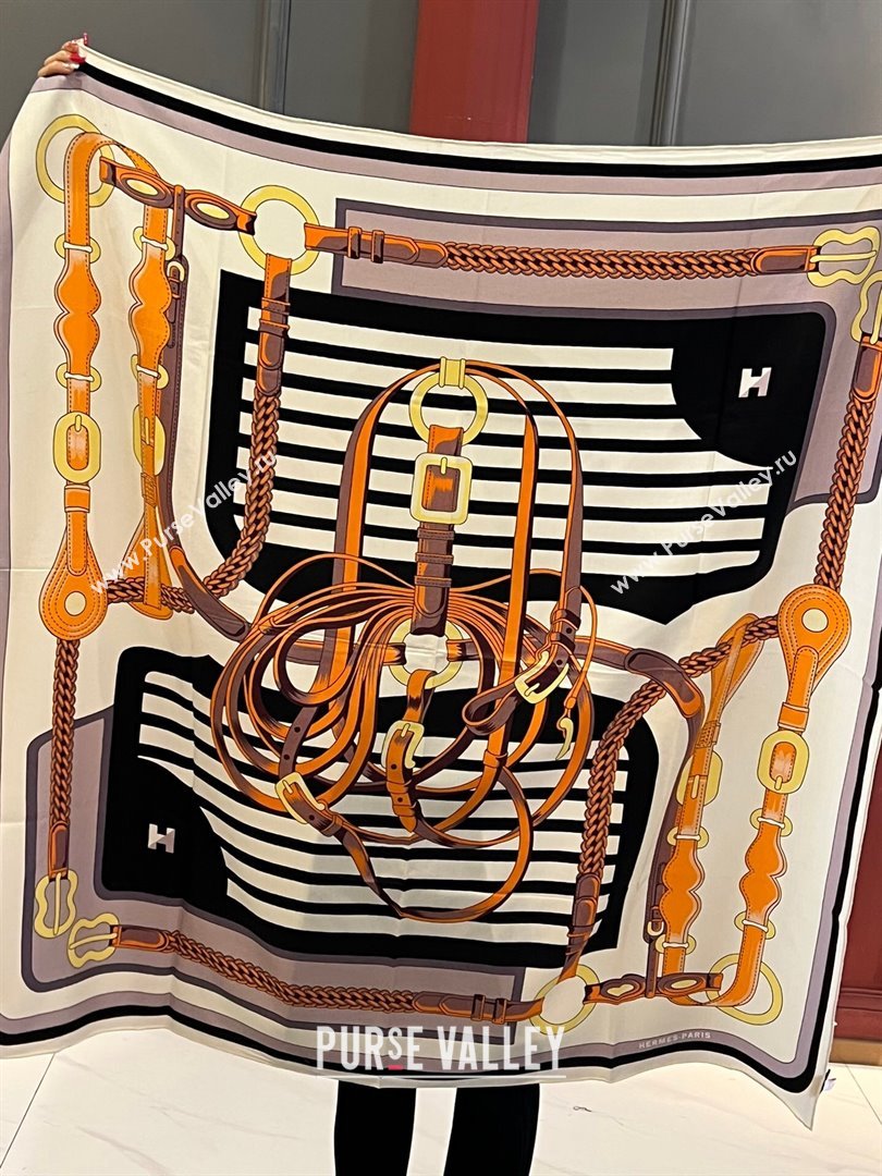 Hermes Cashmere Silk Sqaure Shawl 140cm H11741 Black 2023 (A-23111741)