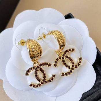 Chanel Strass Pendant Earrings Gold/Red 2025 0725 (YF-250725123)