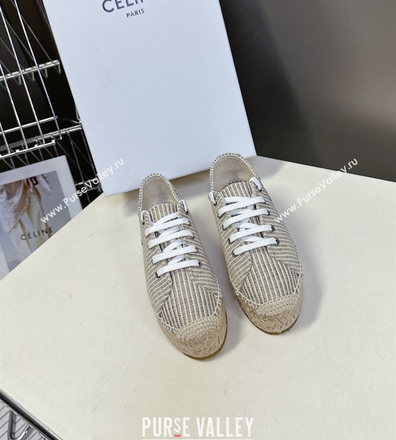 Celine Lace-up Platform Les Espadrilles in Oshkosh Canvas Grey 2025 (HQG-250709096)