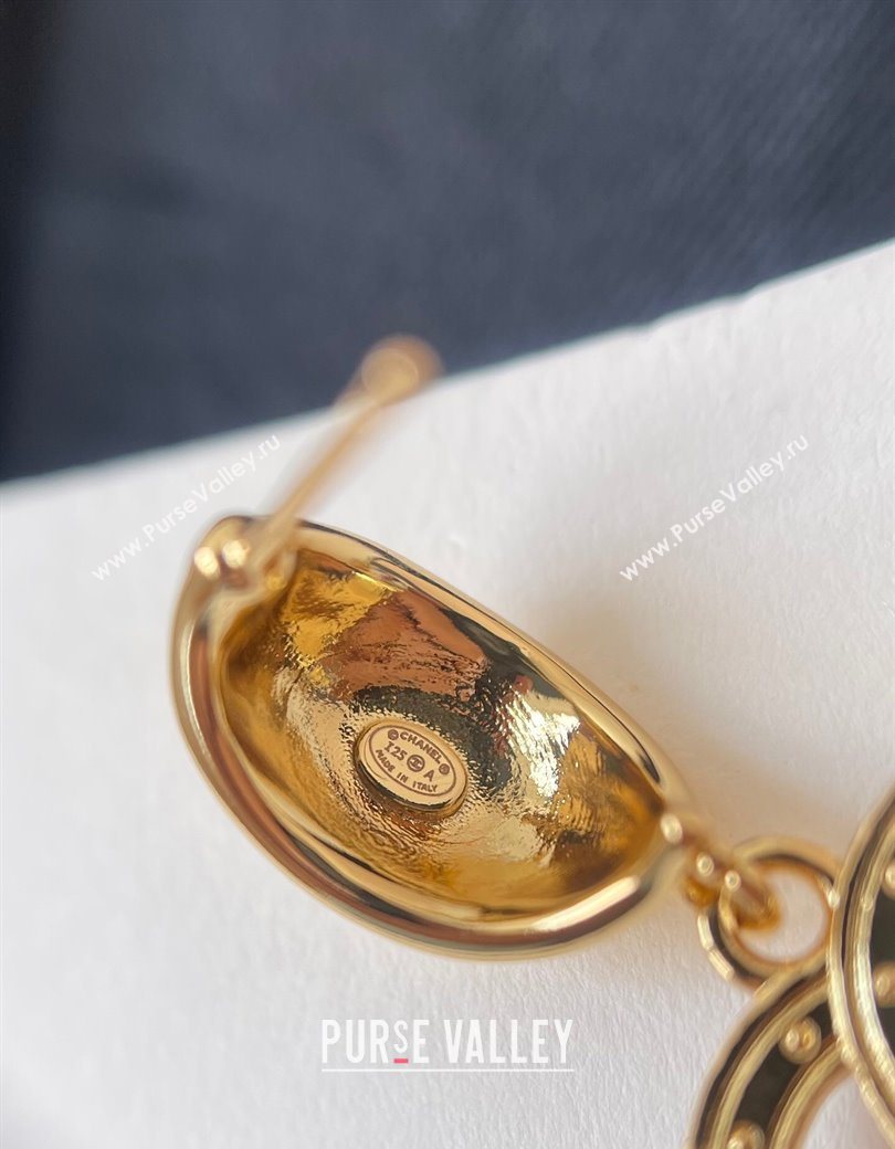 Chanel Strass Pendant Earrings Gold/Red 2025 0725 (YF-250725123)