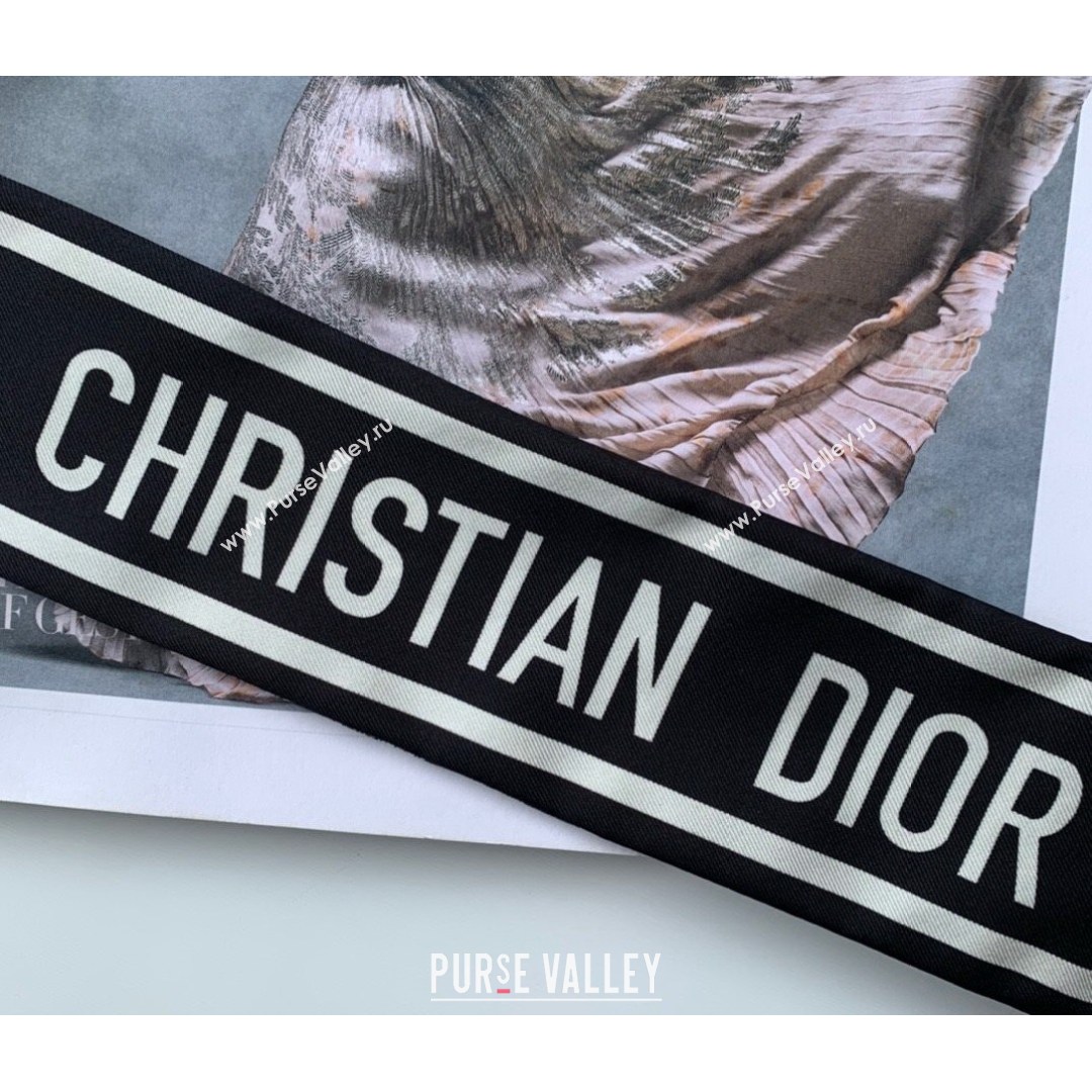 Dior Bandeau Scarf in Toile de Jouy Reverse Twilly Silk 6x106cm Black 2021 (WNS-21081707)