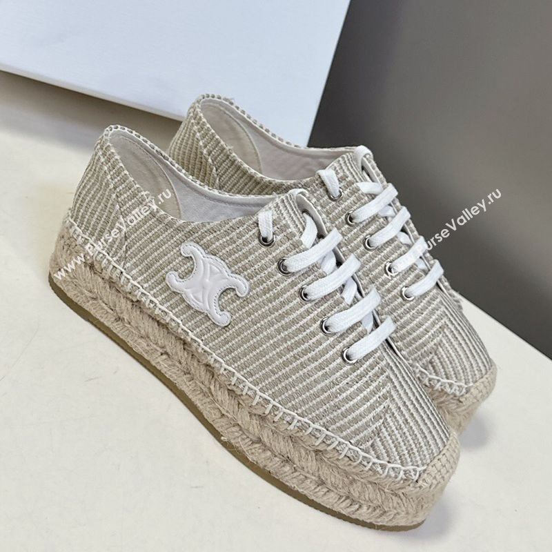 Celine Lace-up Platform Les Espadrilles in Oshkosh Canvas Grey 2025 (HQG-250709096)