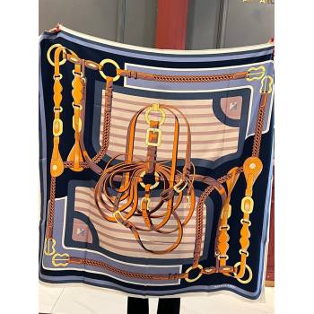 Hermes Cashmere Silk Sqaure Shawl Scarf 140cm H111801 Blue 2023 (A-23111801)