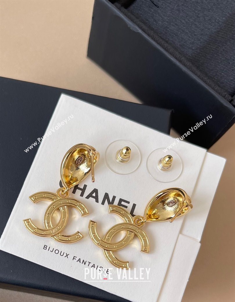 Chanel Strass Pendant Earrings Gold/Red 2025 0725 (YF-250725123)