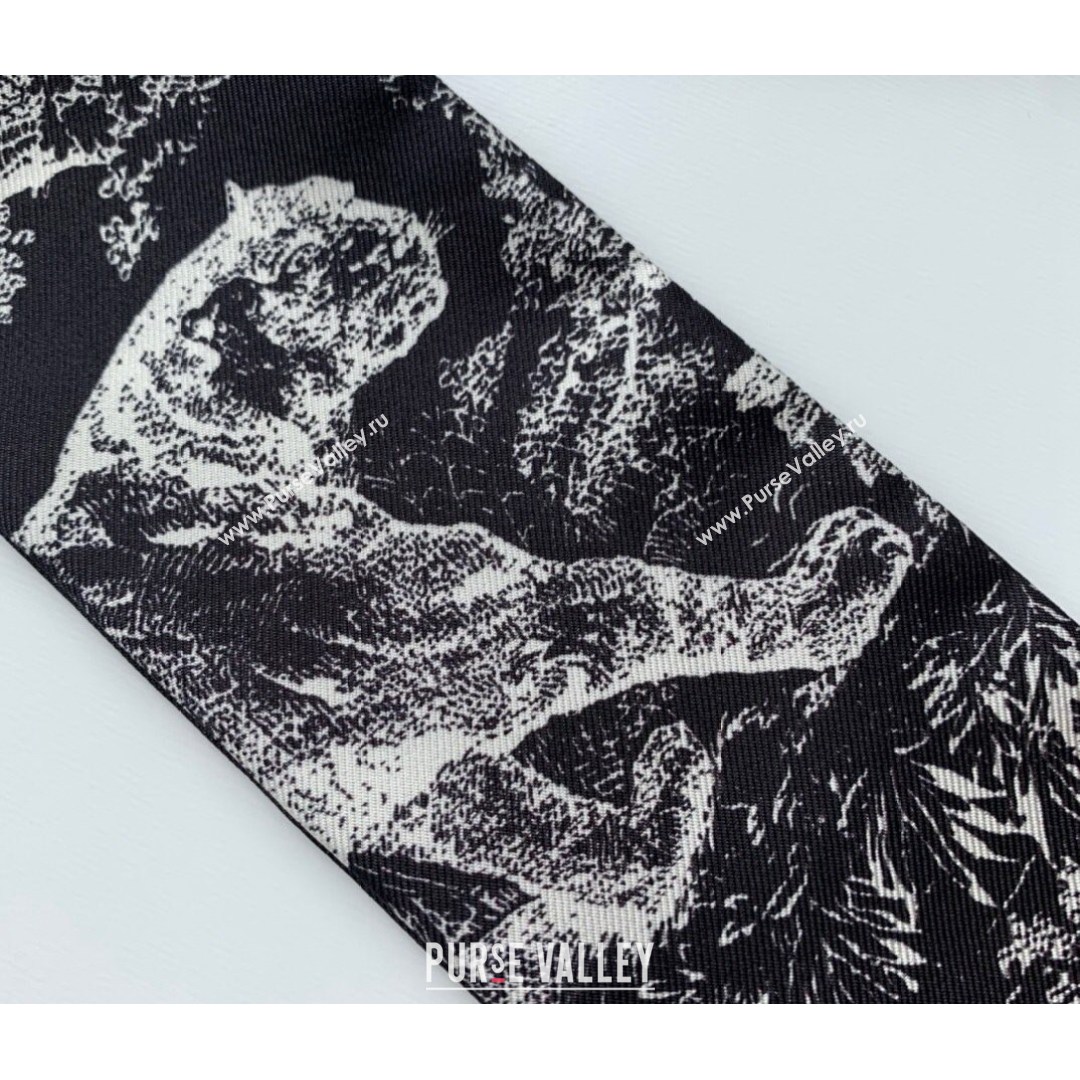 Dior Bandeau Scarf in Toile de Jouy Reverse Twilly Silk 6x106cm Black 2021 (WNS-21081707)