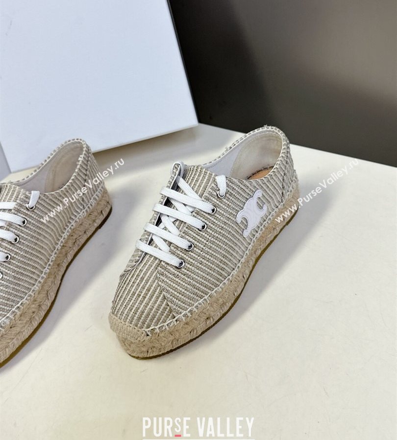 Celine Lace-up Platform Les Espadrilles in Oshkosh Canvas Grey 2025 (HQG-250709096)