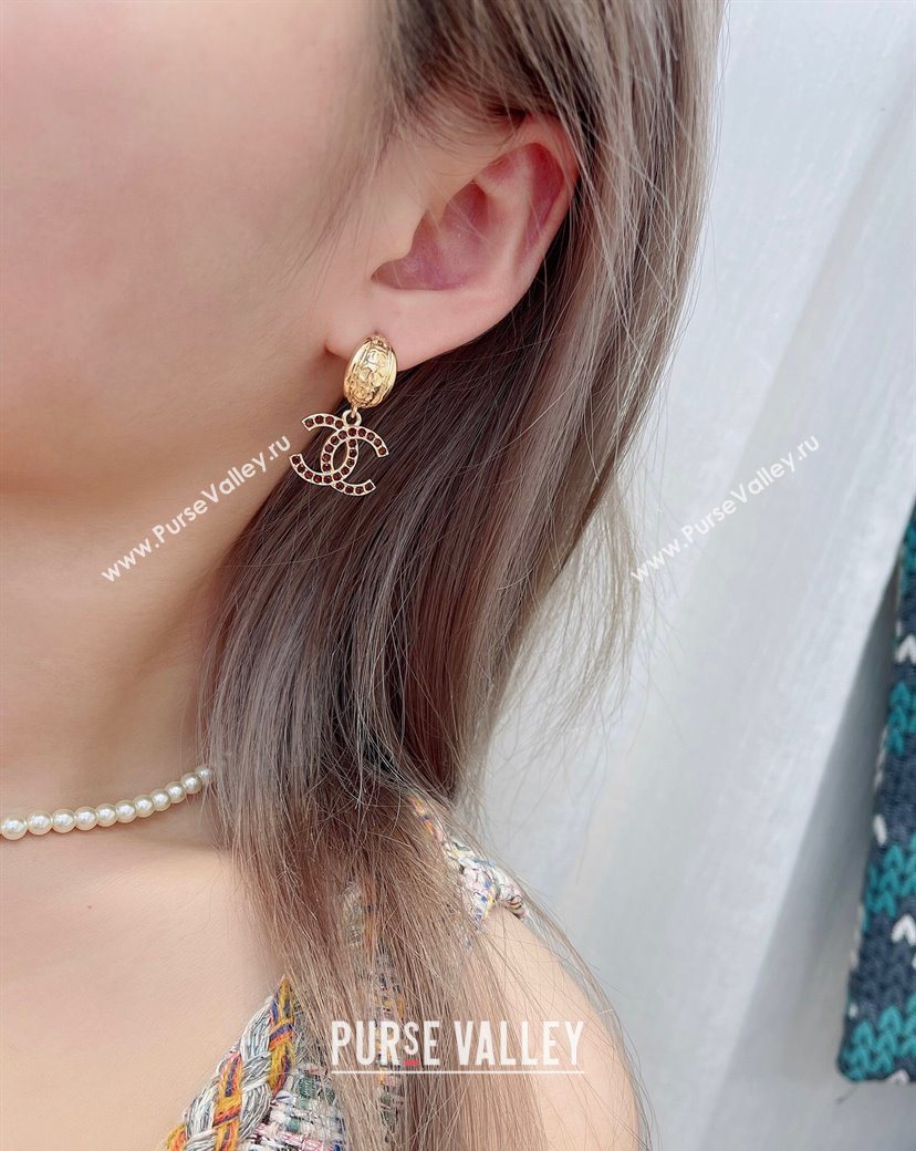 Chanel Strass Pendant Earrings Gold/Red 2025 0725 (YF-250725123)