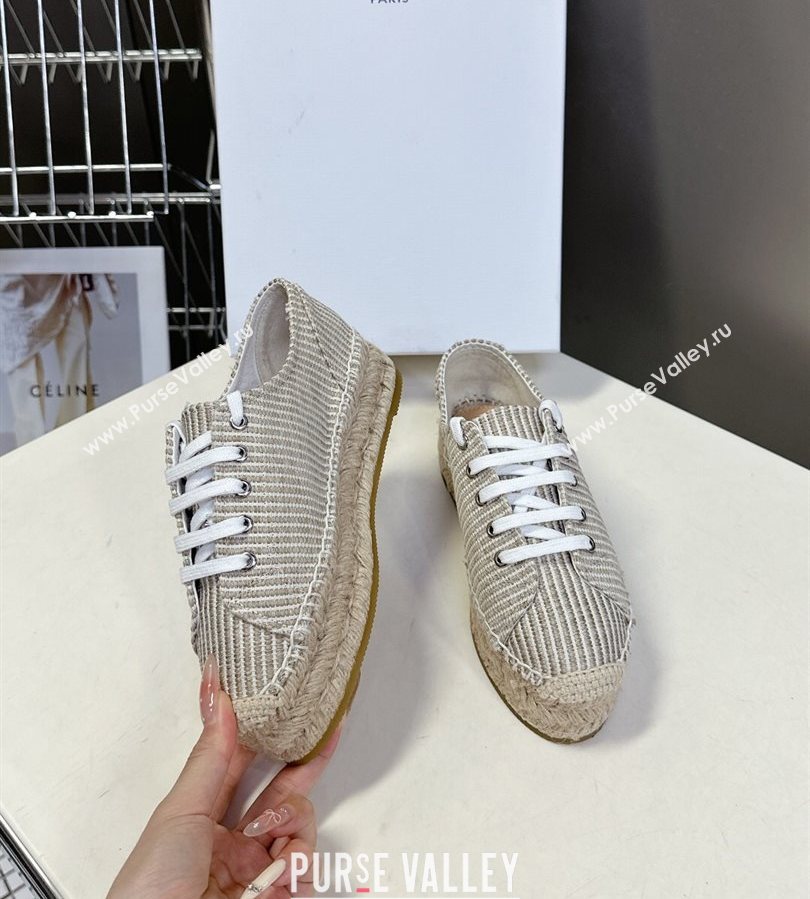 Celine Lace-up Platform Les Espadrilles in Oshkosh Canvas Grey 2025 (HQG-250709096)