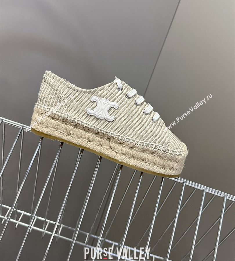 Celine Lace-up Platform Les Espadrilles in Oshkosh Canvas Grey 2025 (HQG-250709096)