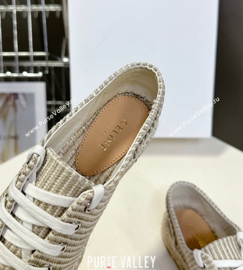 Celine Lace-up Platform Les Espadrilles in Oshkosh Canvas Grey 2025 (HQG-250709096)