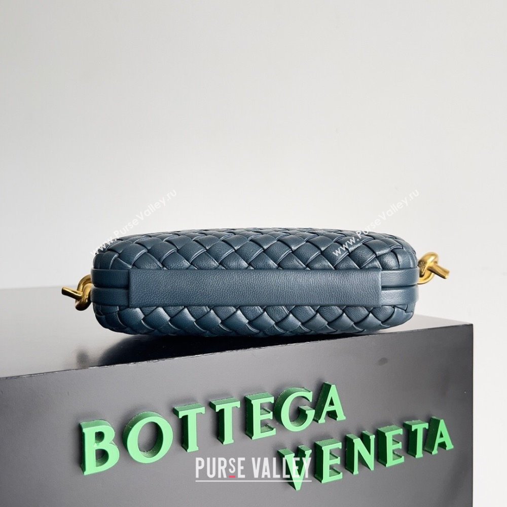 Bottega Veneta Knot On Strap in Padded Intreccio Leather 717623 Navy Blue 2023 (MS-23101602)