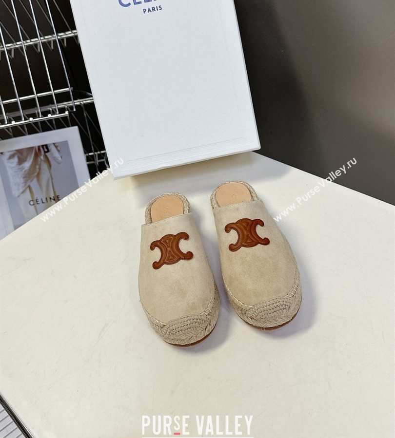 Celine Platform Les Espadrilles Mules in Suede Beige 2025 (HQG-250709099)